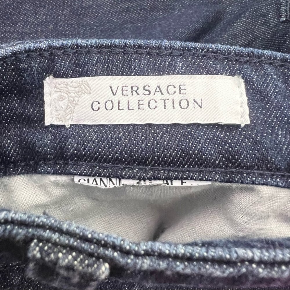 Versace jeans Medusa logo metal emblem buttons charm straight leg dark wash - Picture 5 of 16